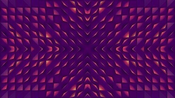 对称模式的数字无缝循环动画三角形与明亮的粉红色梯度几何抽象艺术背景3d渲染4K