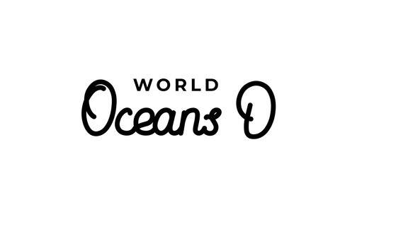 世界海洋日文字动画在黑色alpha通道世界海洋日手写字母动画适合贺卡和世界海洋日庆祝活动