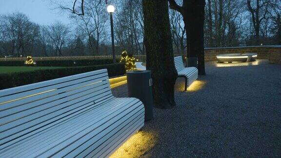 爱沙尼亚公园一侧长凳的外观