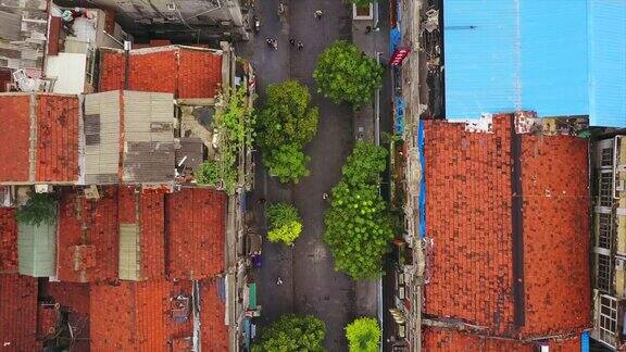 中国白天时间武汉市生活街区屋顶航拍全景4k