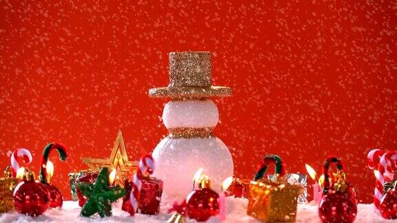 雪人上的雪为新年或圣诞节国际假日