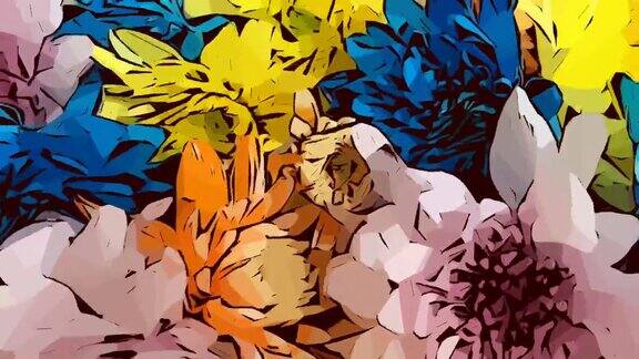 动画卡通花卉抽象背景