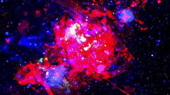 无缝循环太空探索奥秘闪烁发光的垃圾红蓝星云4K3D呈现探索之旅穿越星系背景的恒星场科幻宇宙太空飞行