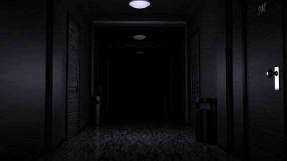 晚上恐怖的酒店走廊