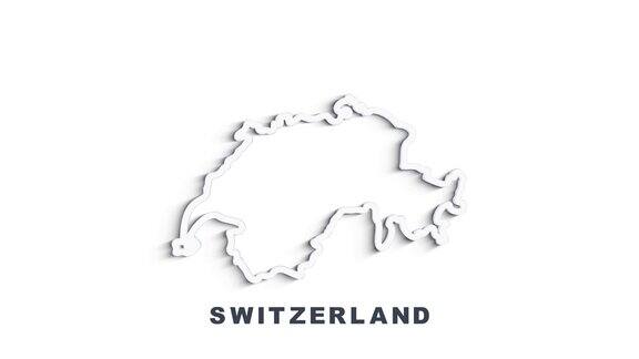 线动画地图显示瑞士州从美国2d瑞士地图4k