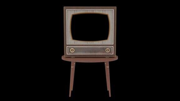 古董电视与透明背景打开和关闭旧电视4k超高清