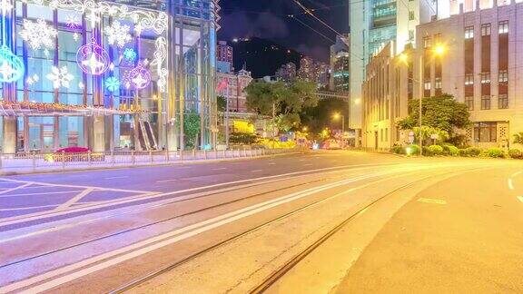 香港市区道路交通繁忙楼宇现代化时光流逝