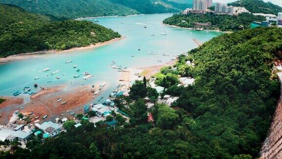 无人机拍摄的香港大潭水塘