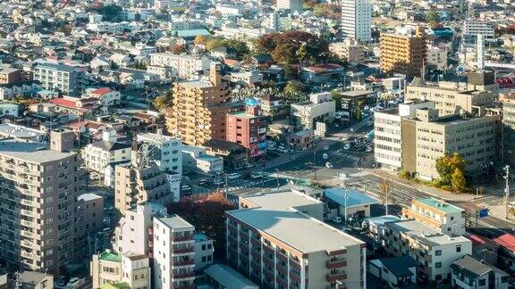 延时:日本东北部郡山福岛的鸟瞰图