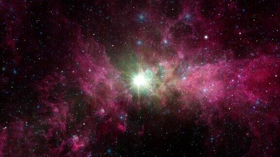 无缝循环太空飞行进入船底座星云星场中心发光旋转恒星带有星场、星系和星云的4K3D太空飞行元素由美国宇航局提供的图像