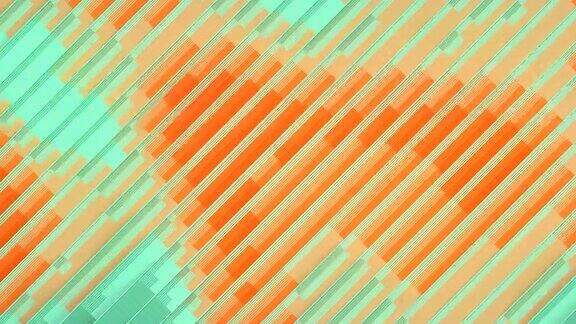 图案的橙色和绿色条纹波浪形移动沿对角线数字无缝循环动画3d渲染4K超高清分辨率