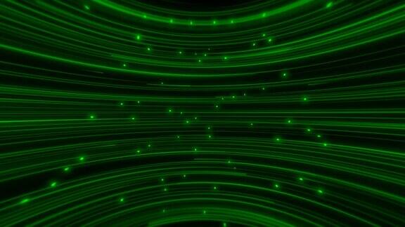 绿色粒子抽象的彩色背景与明亮的霓虹灯发光的光线和发光的线条背景循环的背景光速无缝循环动画