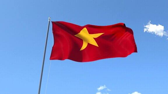 越南国旗迎风飘扬