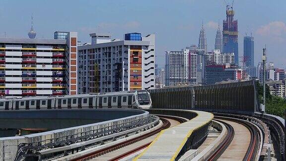 马来西亚捷运列车以吉隆坡为背景