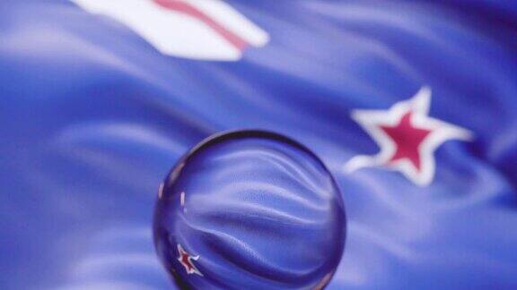 新西兰国旗在4K的蓝天下飘扬