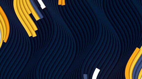 深色波浪背景上的彩色线条的运动抽象波浪图形模板设计数字无缝循环动画3d渲染高清分辨率