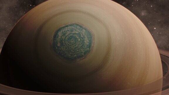 土星环三维行星视图与恒星移动