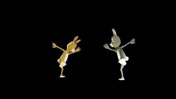 复活节夫妇兔子跳舞无缝循环阿尔法频道