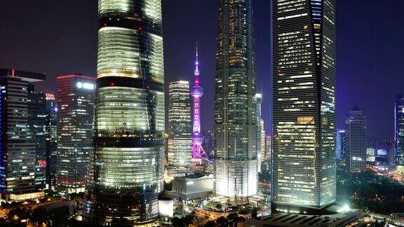 4K:上海陆家嘴金融区夜晚