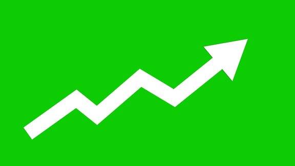 白色箭头向上动画图标绿色背景经济简单的移动箭头