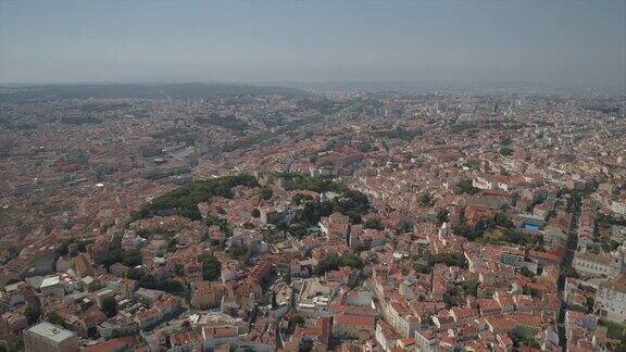 夏季白天时间里斯本城市景观高空中全景4k葡萄牙