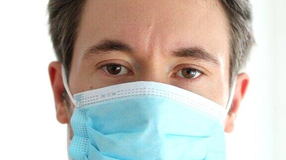 医护人员戴上安全面罩防止冠状病毒感染