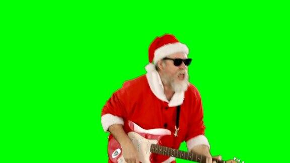 圣诞老人唱着歌弹着吉他