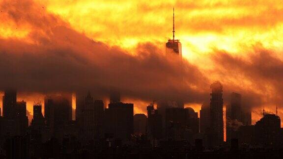 曼哈顿日落风暴云