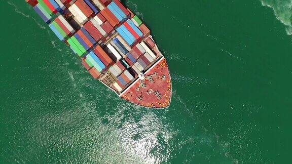 架空:大型集装箱船满载货物运输货物运输