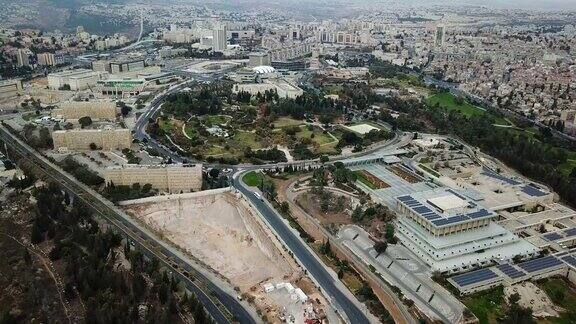耶路撒冷中部和以色列议会鸟瞰图