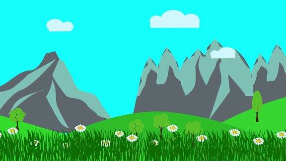 卡通景观春季花卉动画平面设计