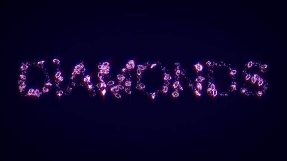 钻石-文字由闪亮的粉红色珠宝孤立的循环视频