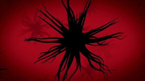 黑色病毒细胞在体内的三维动画