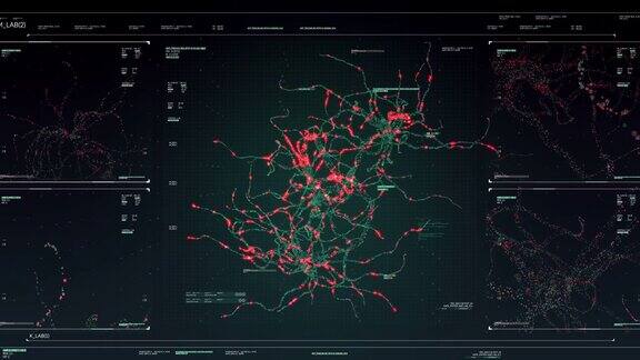 技术显示与神经元突触网络动画流在未来的触摸屏扫描界面