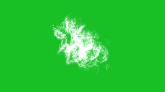 白色魔法火焰在绿色屏幕背景下的动态图形效果