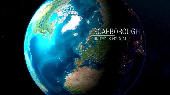 英国-斯卡伯勒-急速从太空到地球