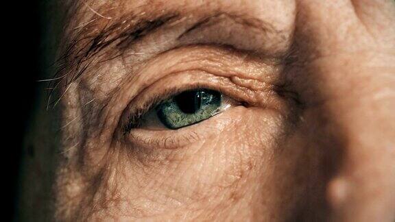 老年妇女的眼睛睁开了-宏观