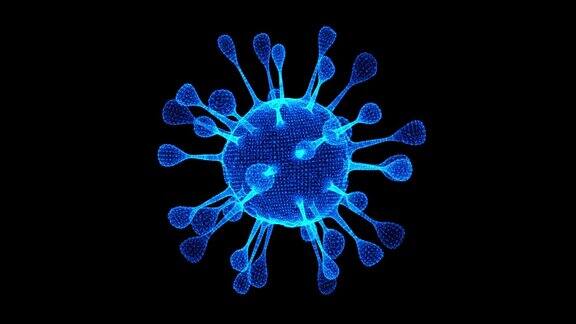 冠状病毒细胞阿尔法通道上有引起呼吸道感染的动画病毒3D渲染循环4k
