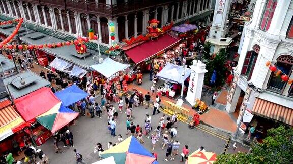 中国新年在新加坡华埠和旅客享受旅游