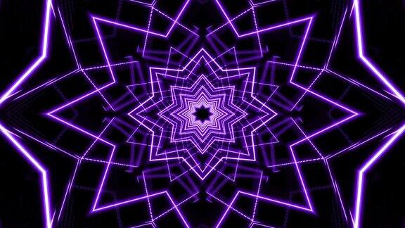 霓虹紫色三维环形几何形状隧道