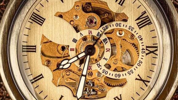 螺旋形时钟跟踪时间古董时钟近距离拨号古董怀表