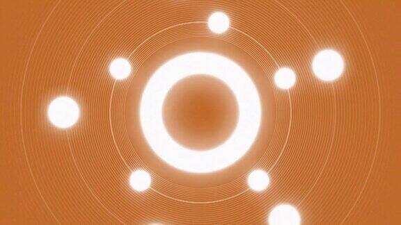 抽象橙色圆圈环背景-可循环股票视频复制空间的标志或文本
