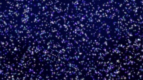 闪闪发光的粒子漂浮在蓝色的背景上