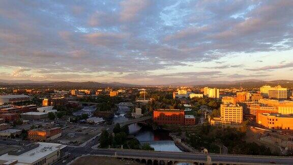 美丽的黄昏景色在斯波坎华盛顿美国