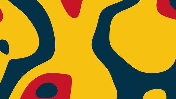 蓝色红色和黄色流行抽象波浪背景迷幻的动画背景4k决议动画现代最小动画设计旗帜动态的形状