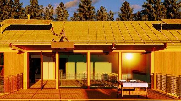 小屋屋顶安装太阳能电池板