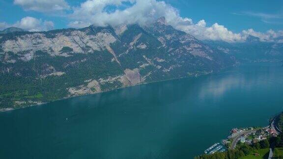 瑞士瓦伦湖鸟瞰图