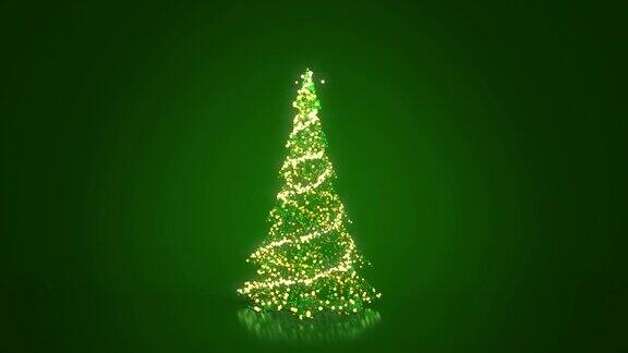 圣诞节或新年背景与拷贝空间与圣诞树在绿色的背景