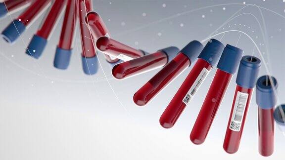 抽象血液测试瓶形成DNA