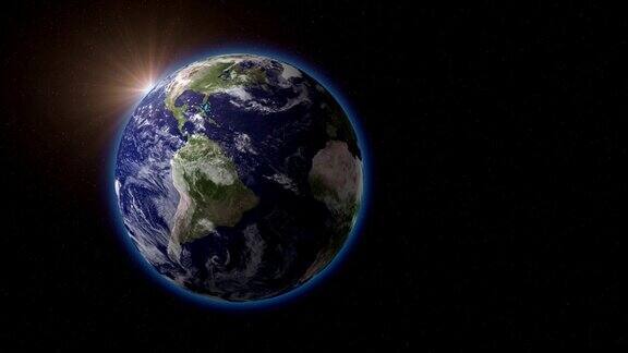 蓝色地球和太阳一起旋转v.3